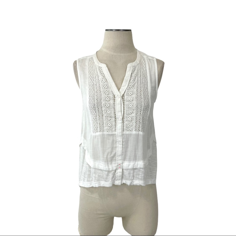 Anthropologie- Holding Horses Ivory Sleeveless Top